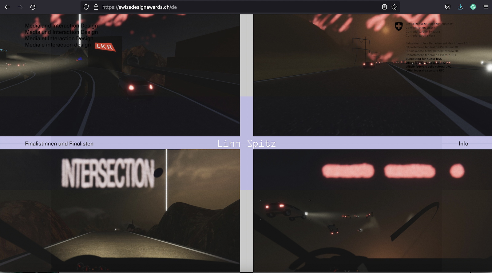 Screenshot. Webseite. Swiss Design Awards.